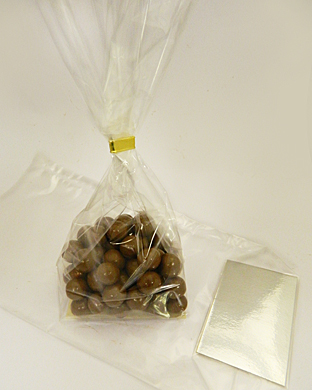 Large Bottom Chocolate Bag with Silver Card Base